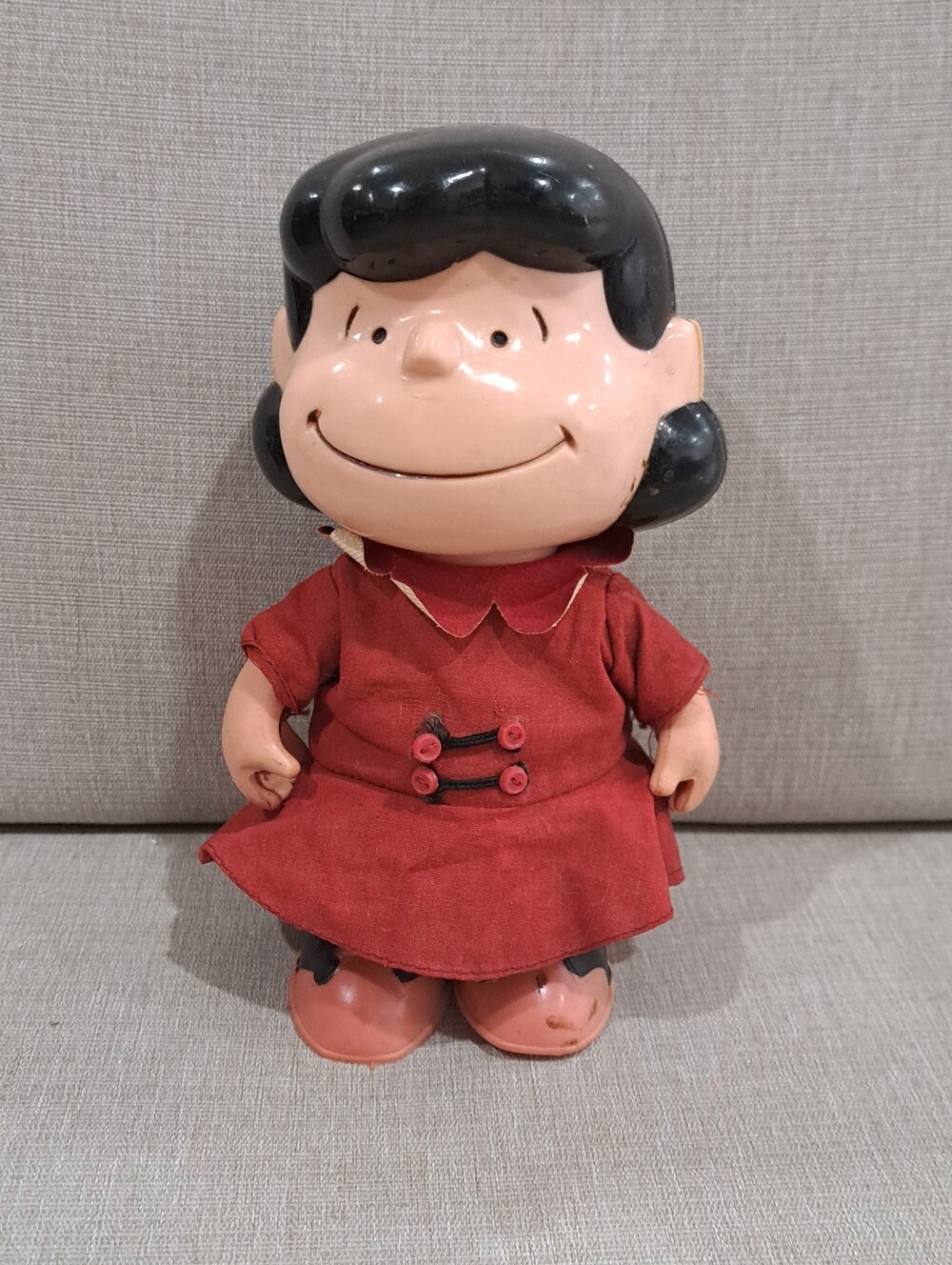 Vintage 1952 Lucy Peanuts 7” Doll Figure Jointed Hard Plastic